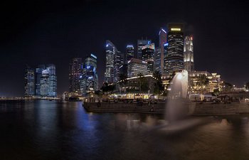 Панорама Сингапура, Мерлайон, фото chensiyuan