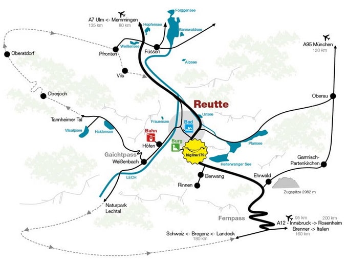 Highline 179 на карте, https://www.highline179.tirol/en/travel