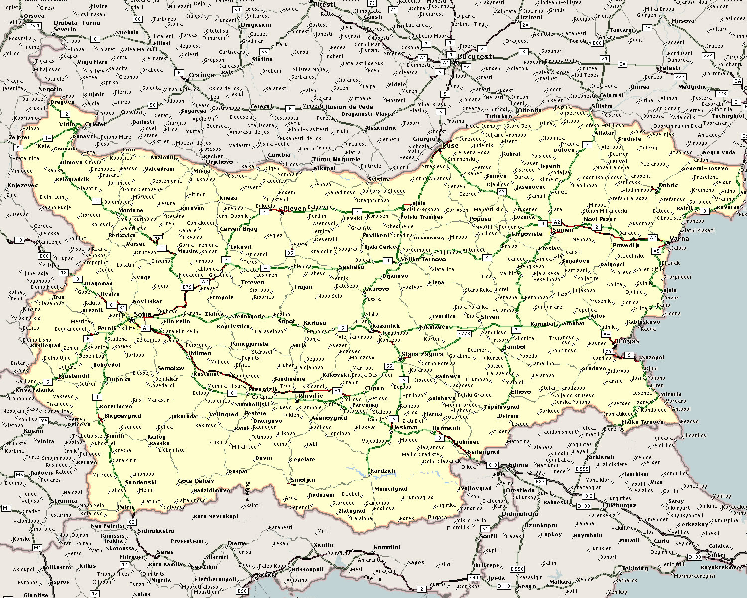 Подробная карта болгарии с городами и селами на русском языке