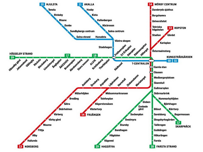 Схема метро Стокгольма