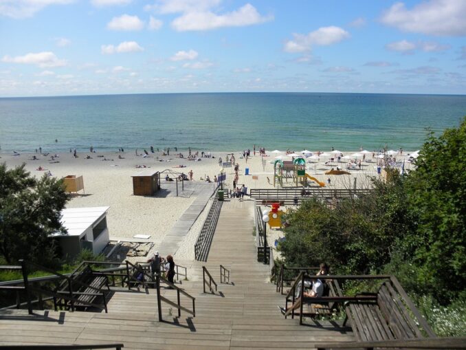 Beach in amber - under Kaliningrad in July you can swim