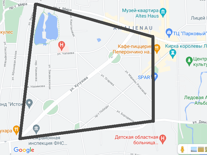 Район Амалиенау на карте
