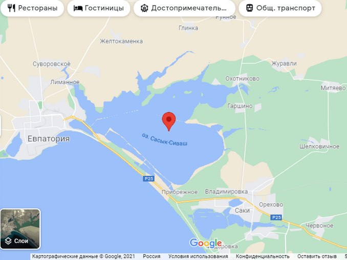 Сасык-Сиваш на карте Крыма