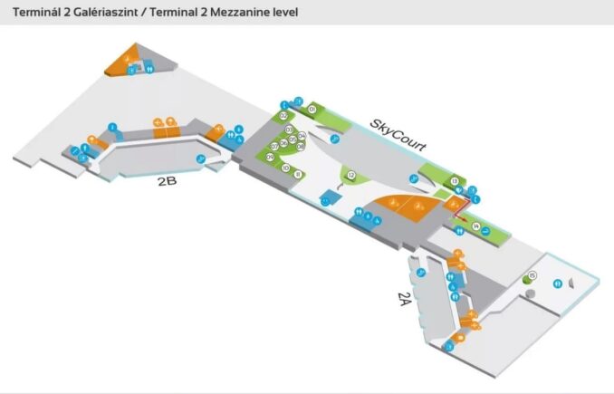 Схема как найти остановку автобусов в аэропорту Будапешта