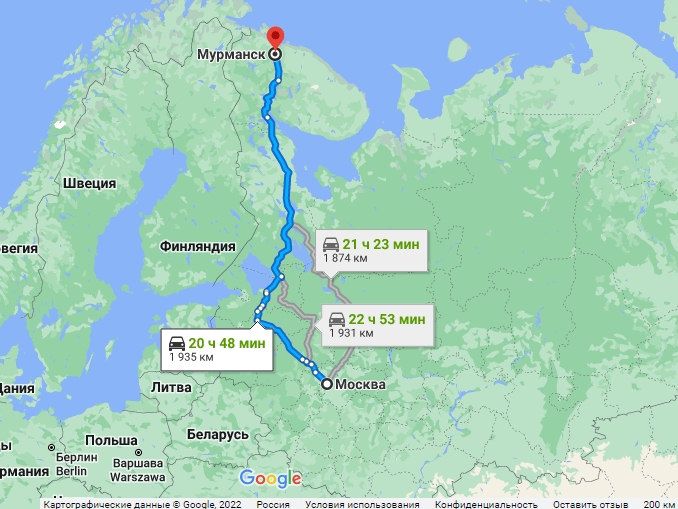 Москва мурманск на машине