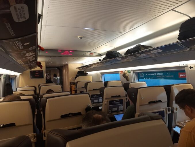 Sitting places on the Sapsan train are not very convenient