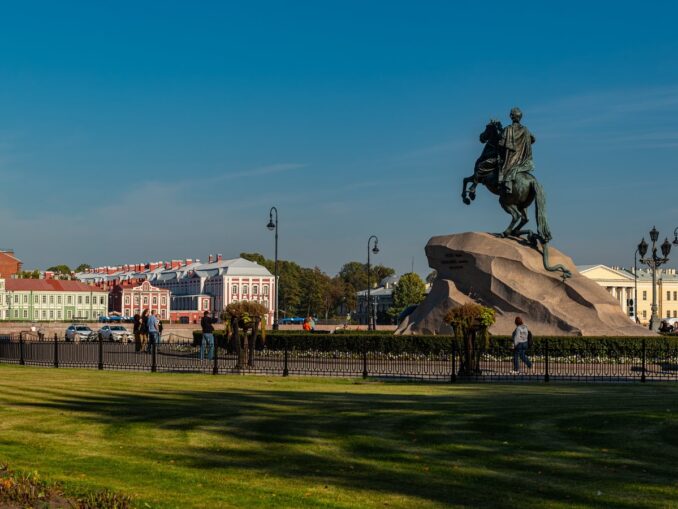 Senate Square, there are few tourists in St. Petersburg in September