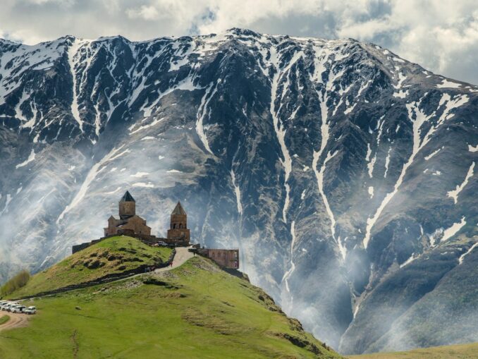 The Trinity Church in Gergeti should be seen in Georgia in May