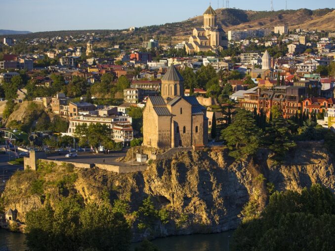 In Tbilisi in Georgia, the air temperature in October reaches +22 degrees Celsius
