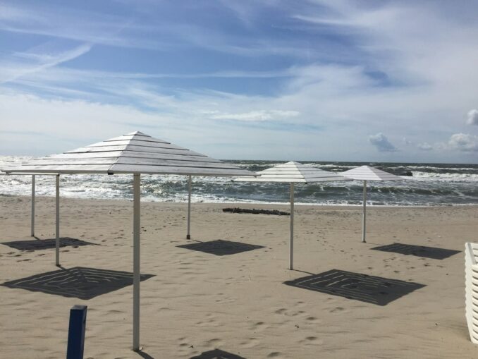 Beach in amber, near Kaliningrad in June you can swim