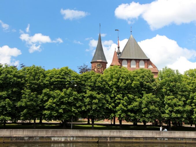Cathedral on the island of Kant - in the summer in Kaliningrad is not very hot