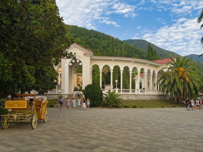 Colonnade in Gagra - in June in Abkhazia it is not very hot