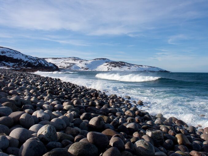 Dragon Egg Beach near Teriberka in the Murmansk Region
