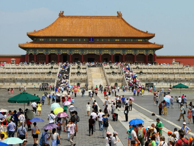 Forbidden City - there are many Chinese tourists in Beijing in summer