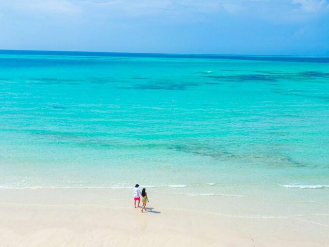 On the shore - the sea temperature in Zanzibar in August is about +25 degrees Celsius